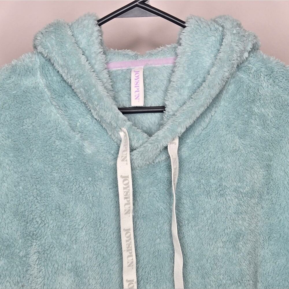 Joyspun Seafoam Green Hoodie Robe Fleece Lounger PJ Top Size M 8-10 - Picture 4 of 12